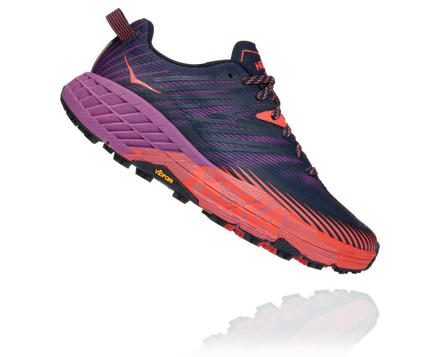 Trail Shoes Womens - Hoka One One Speedgoat 4 - Navy - SMLGEYH-43